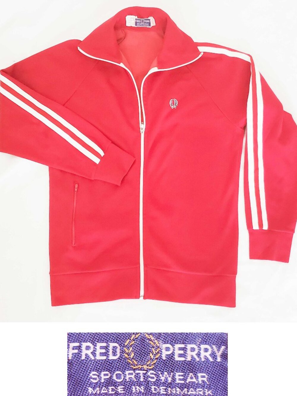 Fred Perry Vintage 70s Denmark Red Track Jacket Unisex